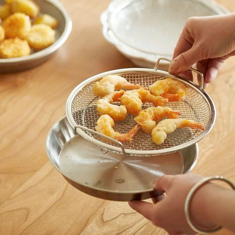 [200] Bộ Rổ Inox Kèm Lưới Lọc 20cm