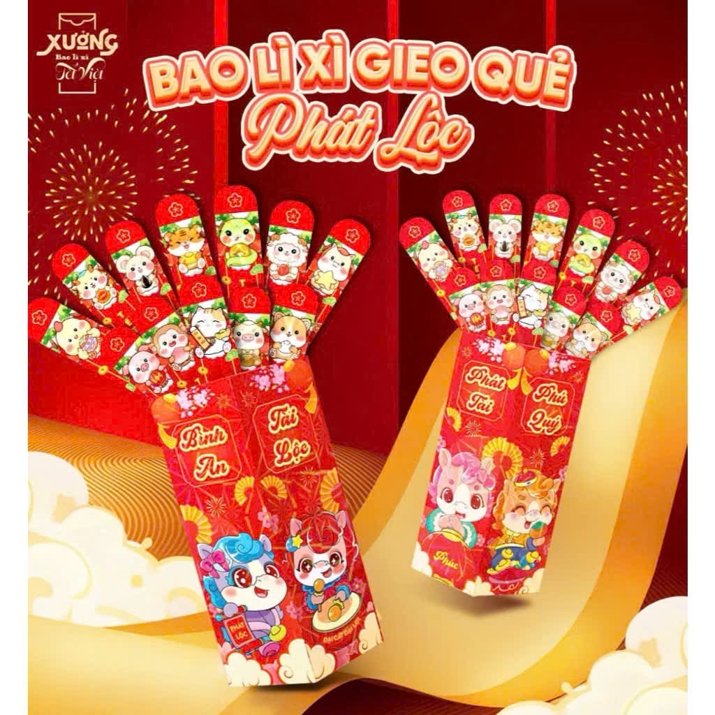[-] Bao Lì Xì Gieo Quẻ (12 quẻ + hộp giấy)