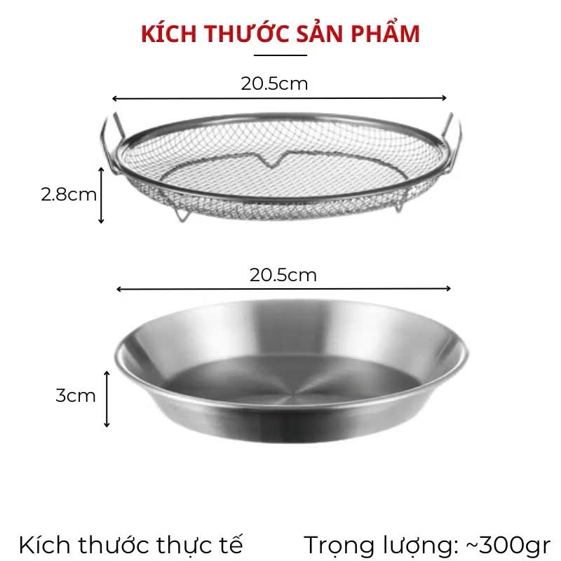 [200] Bộ Rổ Inox Kèm Lưới Lọc 20cm
