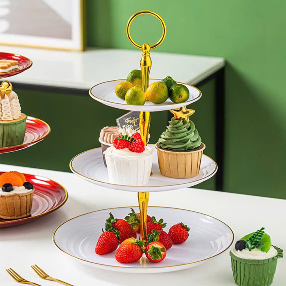 [100] Khay Mứt TRÒN Viền Vàng 3 tầng