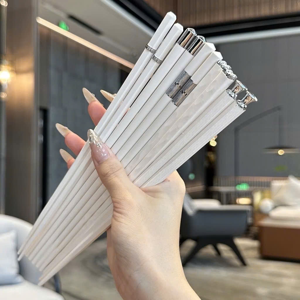 [200[ Set 5 Đôi Đũa Hợp Kim Mạ Bạc Nhiều Kiểu