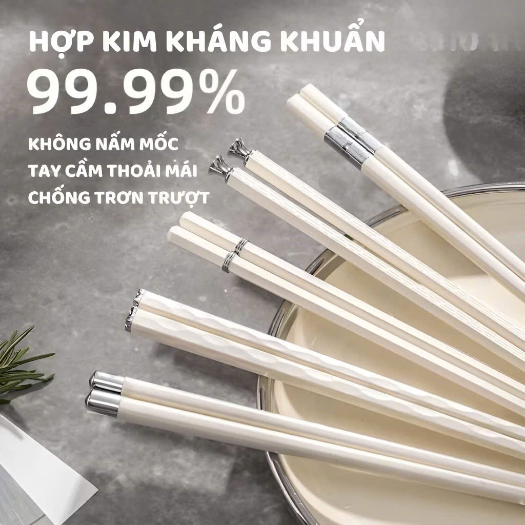[200[ Set 5 Đôi Đũa Hợp Kim Mạ Bạc Nhiều Kiểu