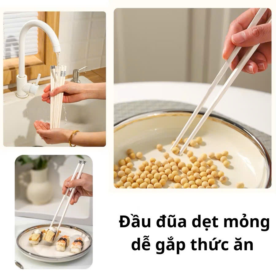 [200[ Set 5 Đôi Đũa Hợp Kim Mạ Bạc Nhiều Kiểu