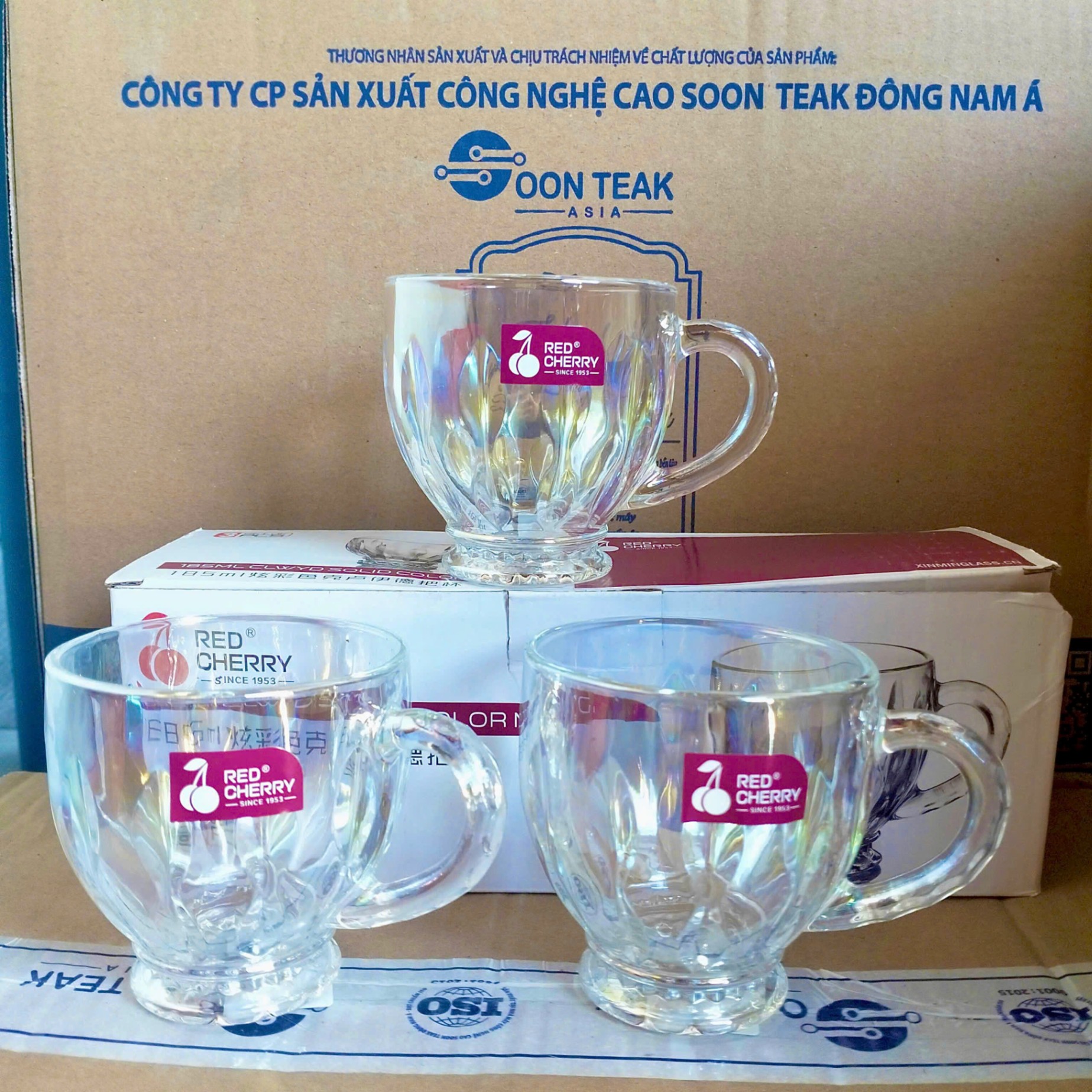 24 Set 3 Ly Thủy Tinh CẦU VỒNG Có Quai 185ml ZB45A/B/C