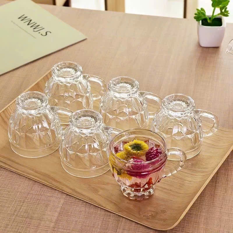 [12] Set 6 Ly Thủy Tinh TRẮNG 185ml Có Quai ZB45
