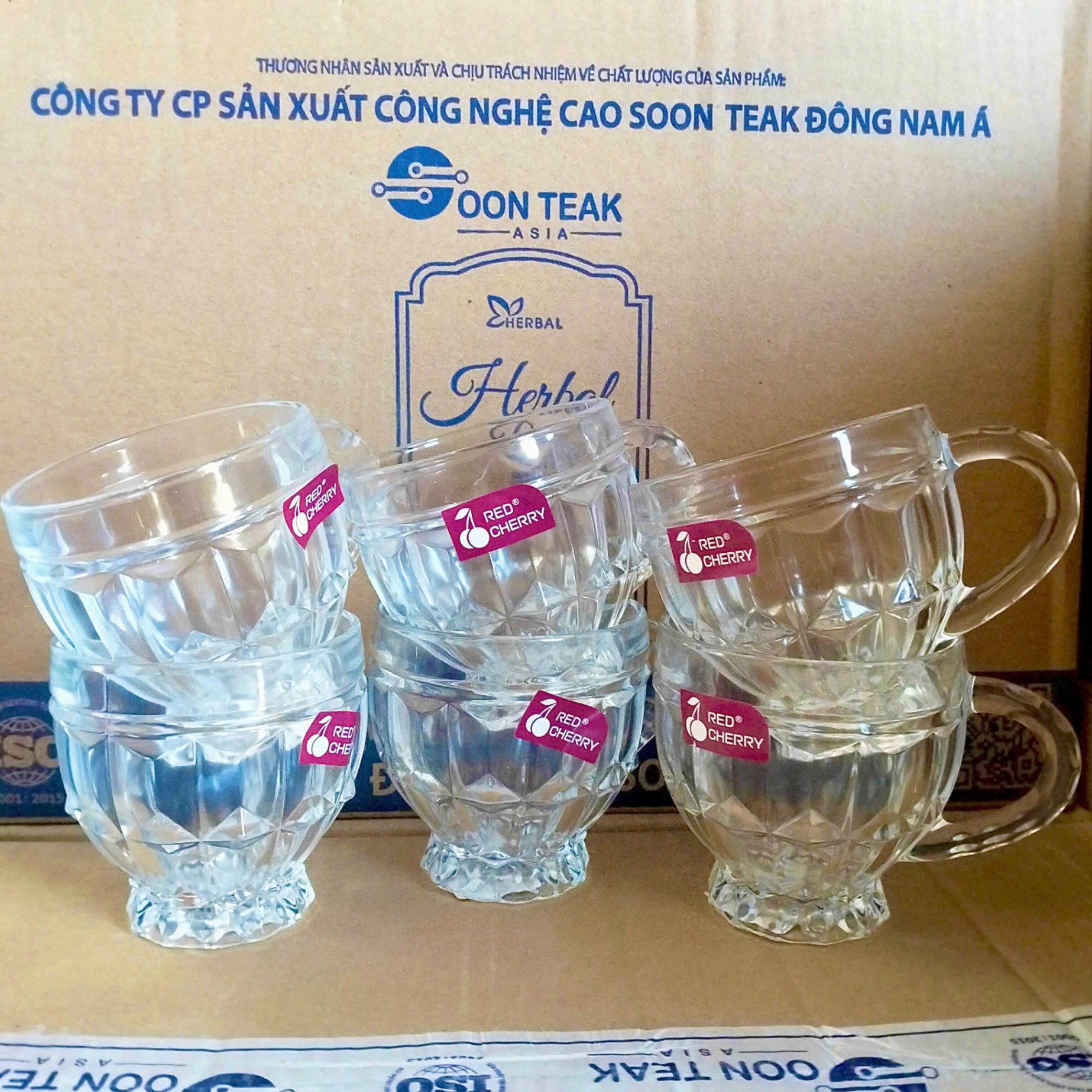 [12] Set 6 Ly Thủy Tinh TRẮNG 185ml Có Quai ZB45