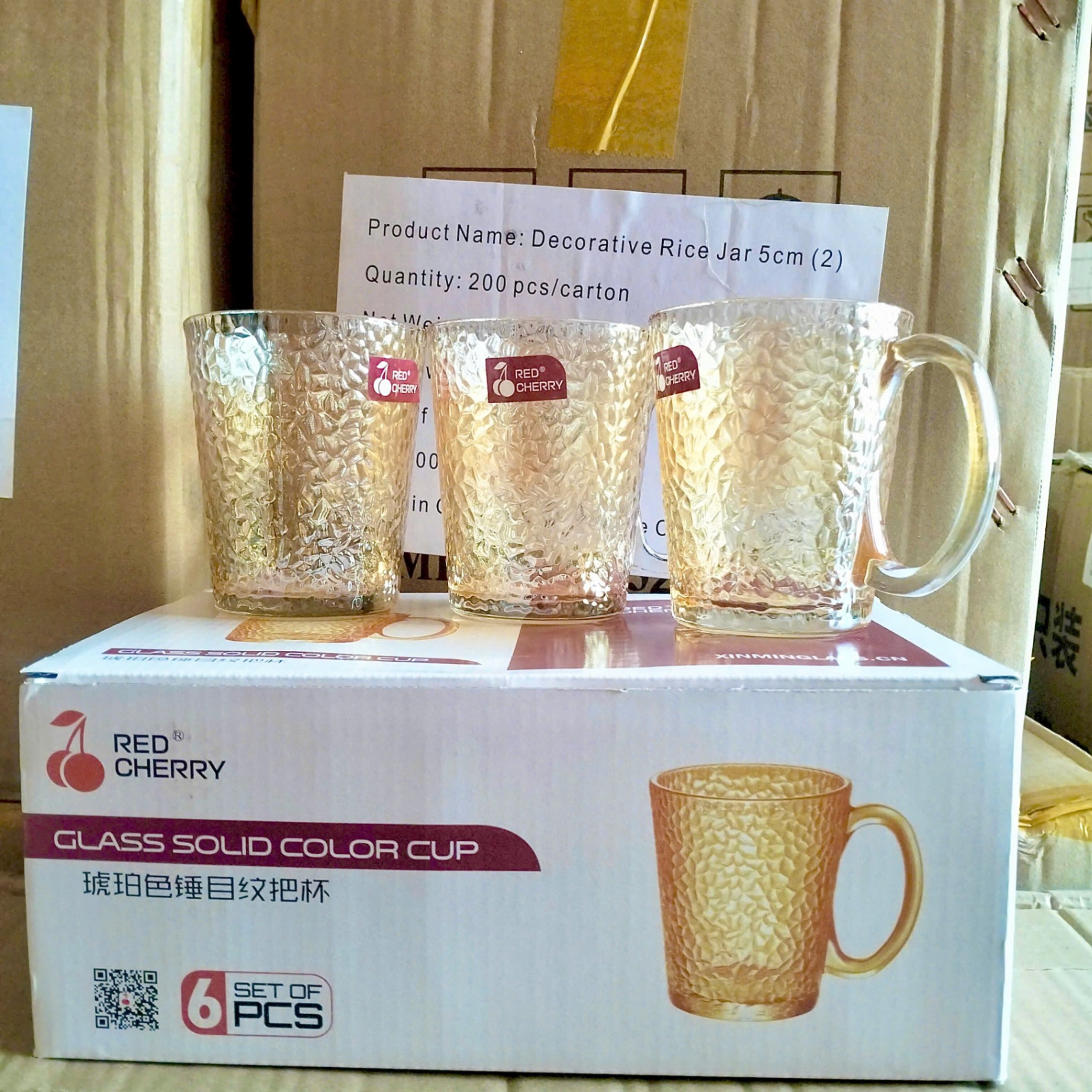 [12] Set 6 Ly Thủy Tinh Vàng Trà 285ml ZB-HP