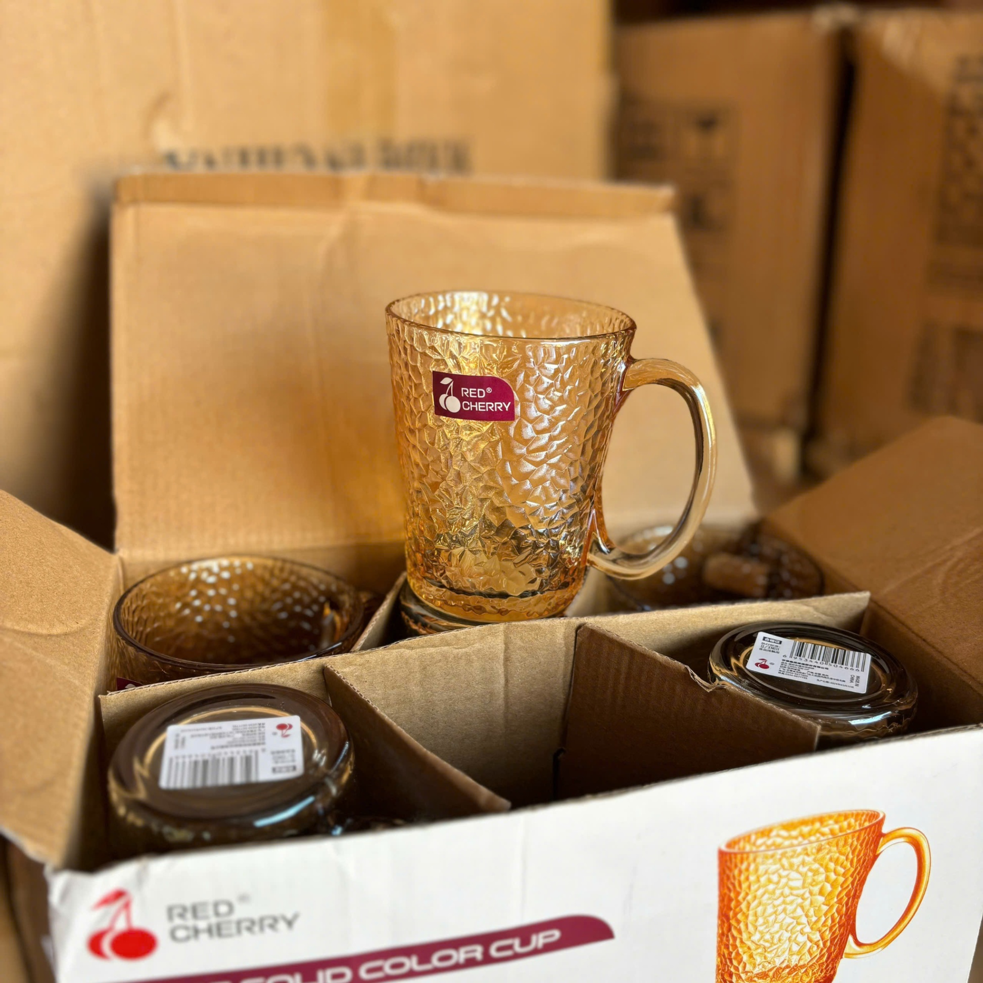 [12] Set 6 Ly Thủy Tinh Vàng Trà 285ml ZB-HP