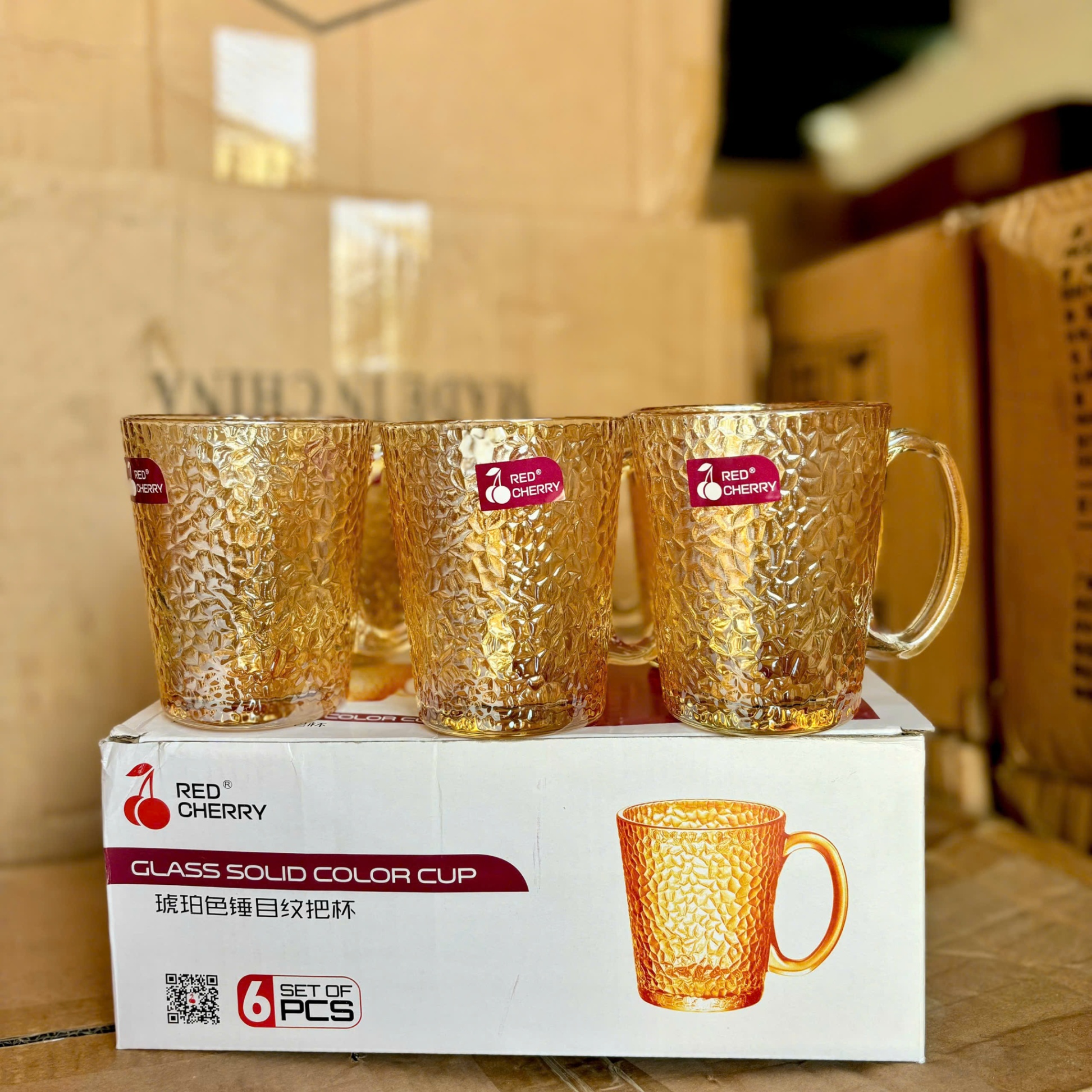 [12] Set 6 Ly Thủy Tinh Vàng Trà 285ml ZB-HP