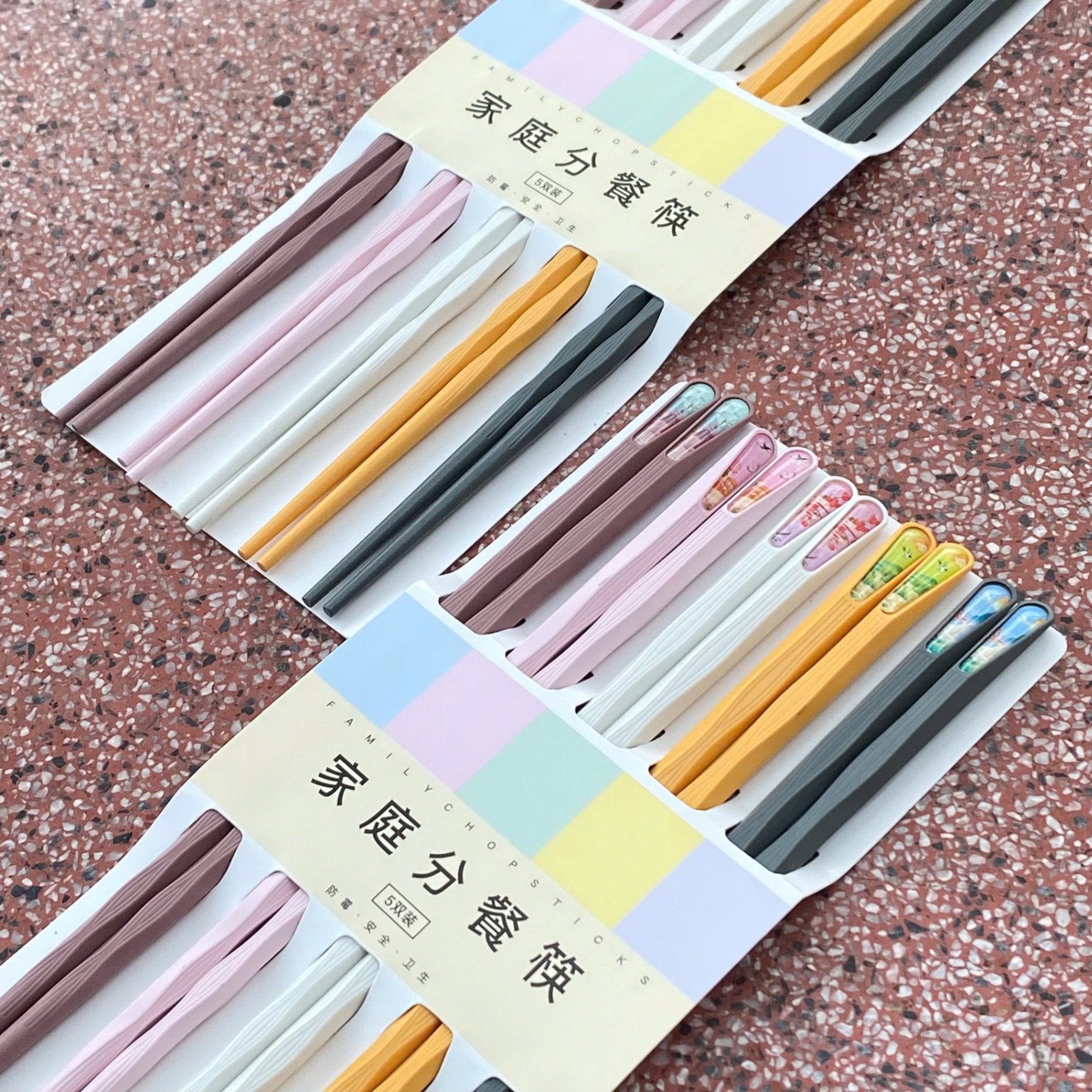 [200] Set 5 Đôi Đũa Đa Sắc Sợi Thủy Tinh