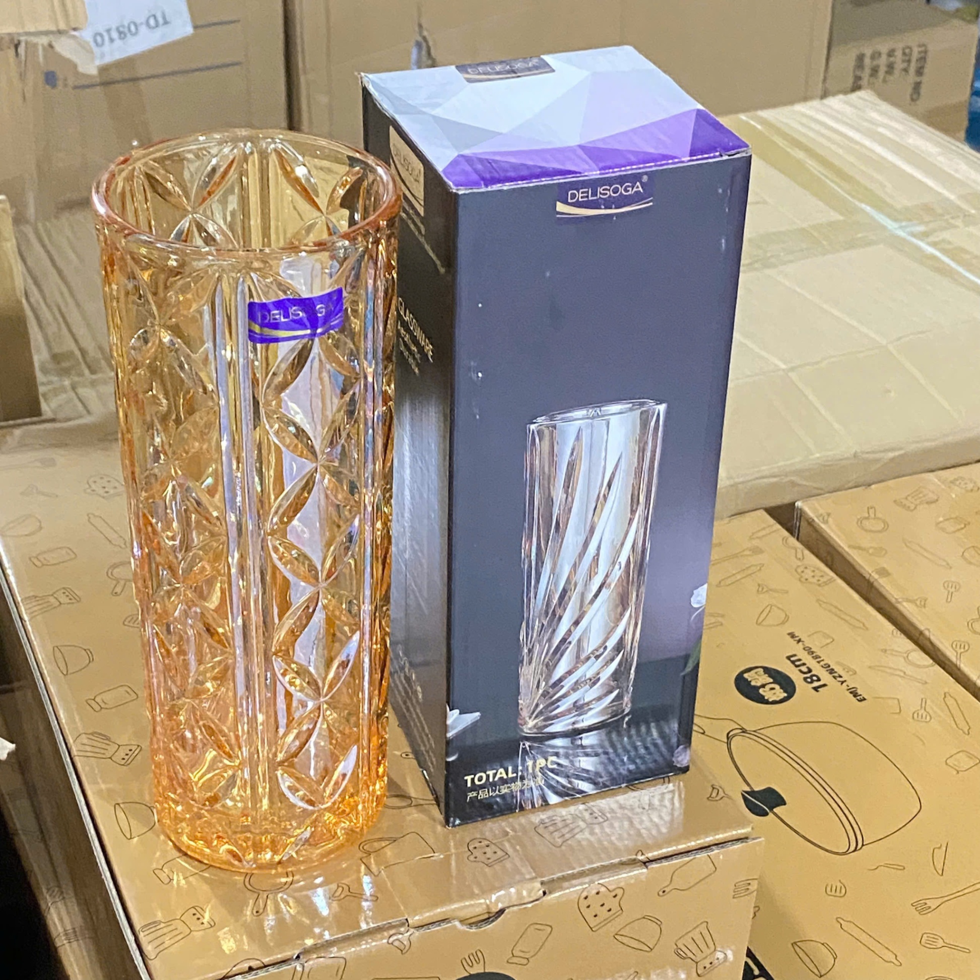 [12] Bình Cắm Hoa Hổ Phách DELI DSHP130-250A/L1H 25cm