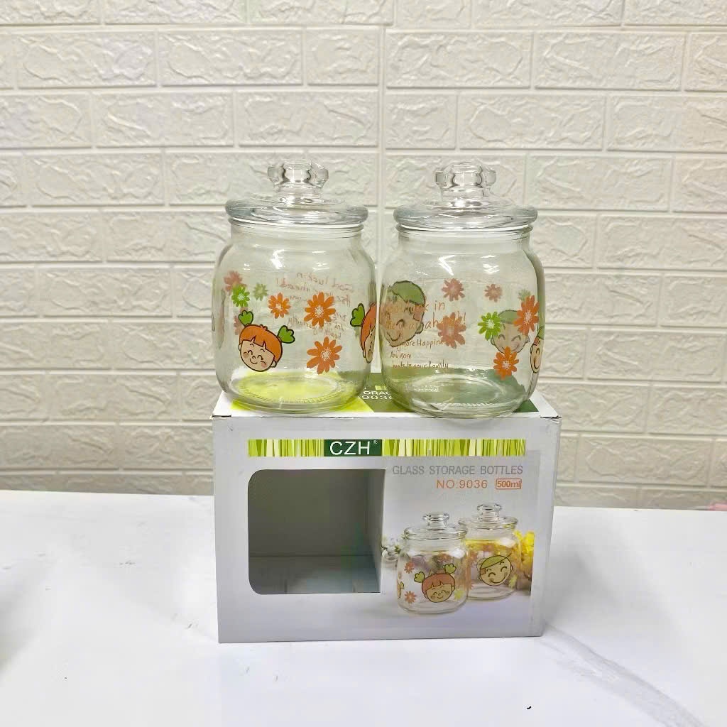 [36] Set 2 Hũ Keo Thủy Tinh 500ml No9036