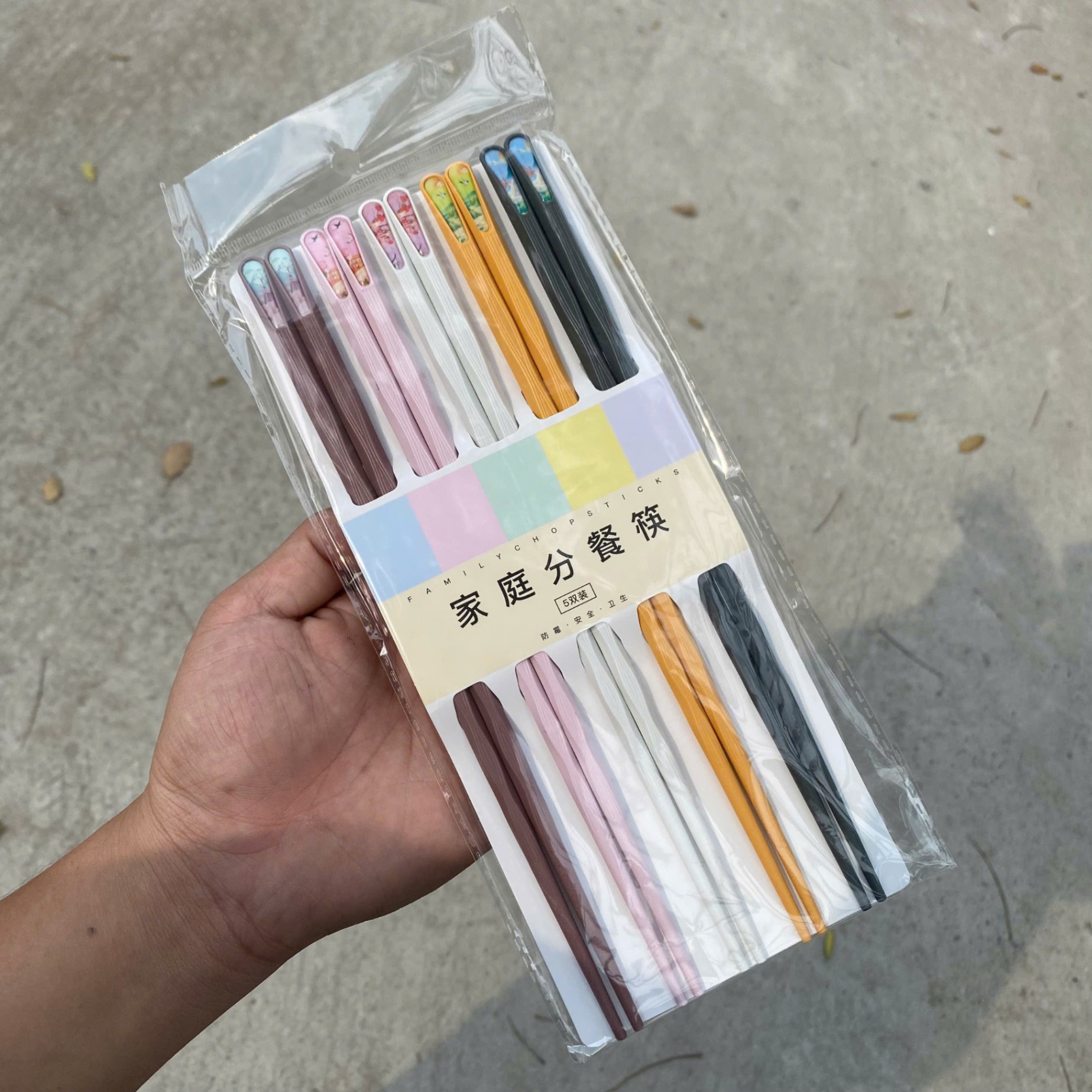 [200] Set 5 Đôi Đũa Đa Sắc Sợi Thủy Tinh