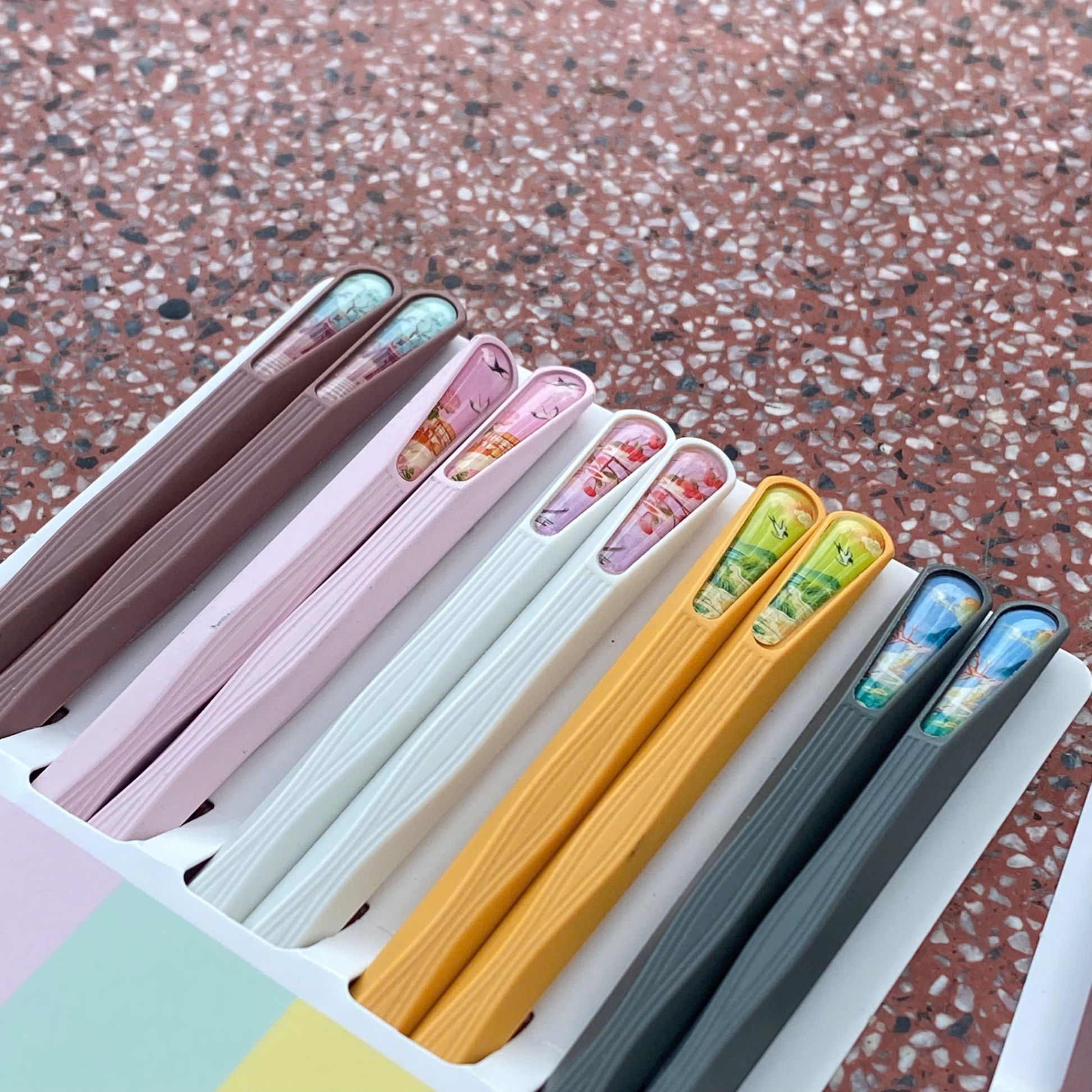 [200] Set 5 Đôi Đũa Đa Sắc Sợi Thủy Tinh