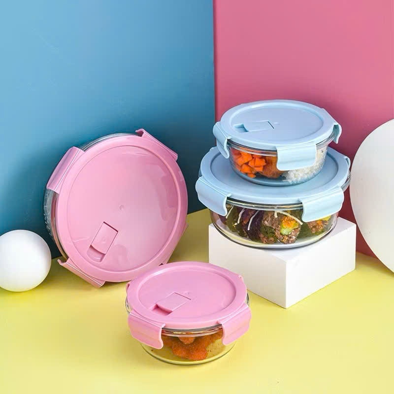 [24] Hộp Cơm Thủy Tinh TRÒN 1 Ngăn 1000ml