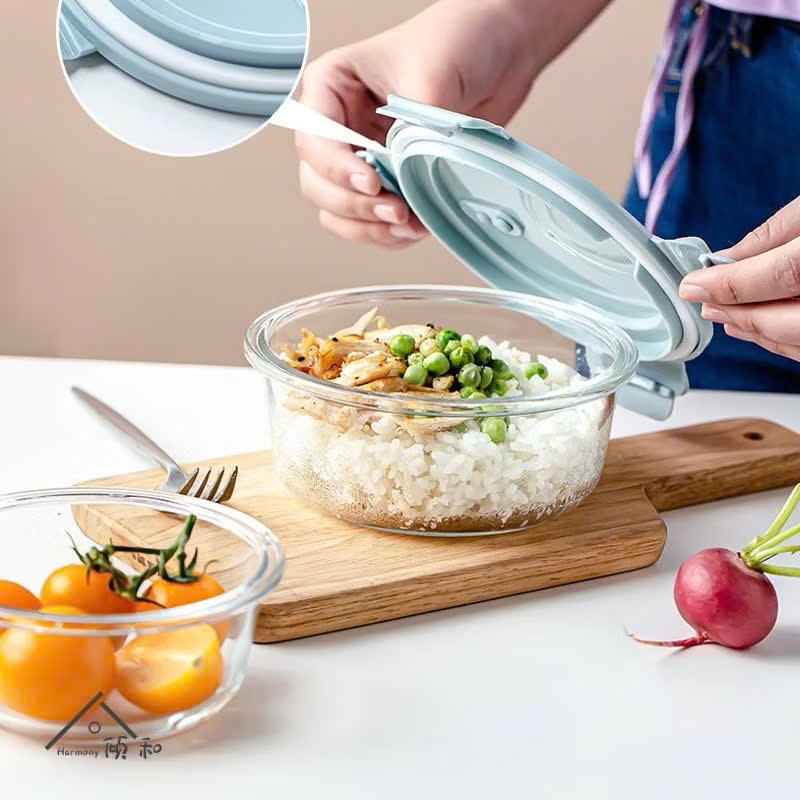 [24] Hộp Cơm Thủy Tinh TRÒN 1 Ngăn 950ml