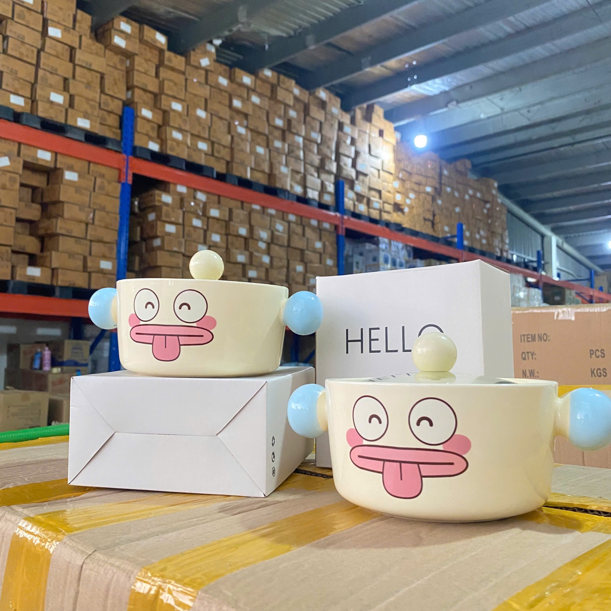 [40] Thố Sứ Ăn Mì Có Nắp Thủy Tinh - EMOTION (W073)