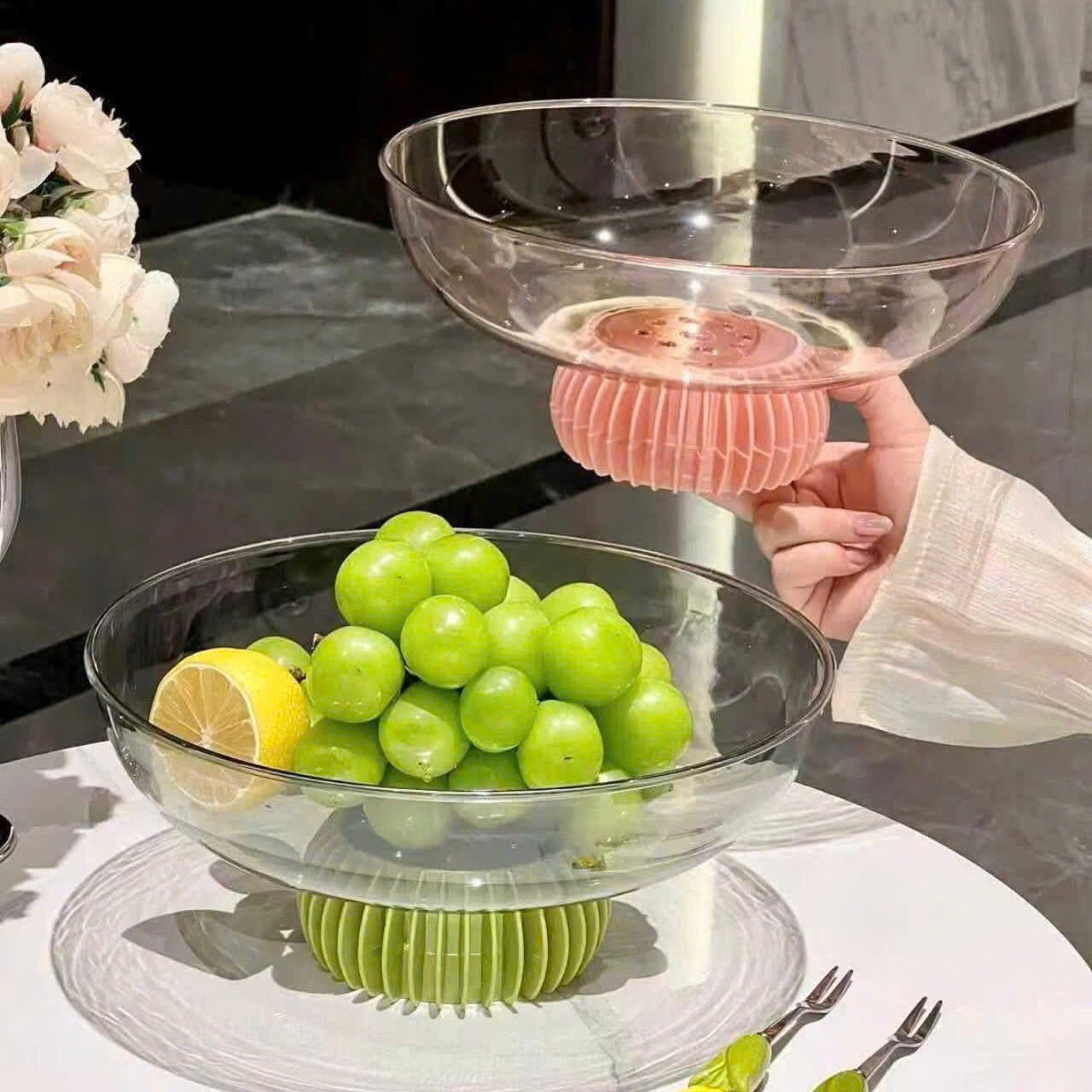 [32] Đĩa Nhựa Đựng Trái Cây Kèm Đế