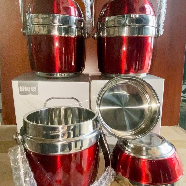 [48] Hộp Đựng Cơm INOX 2 Tầng 1.3L (NẮP MÀU) (V)