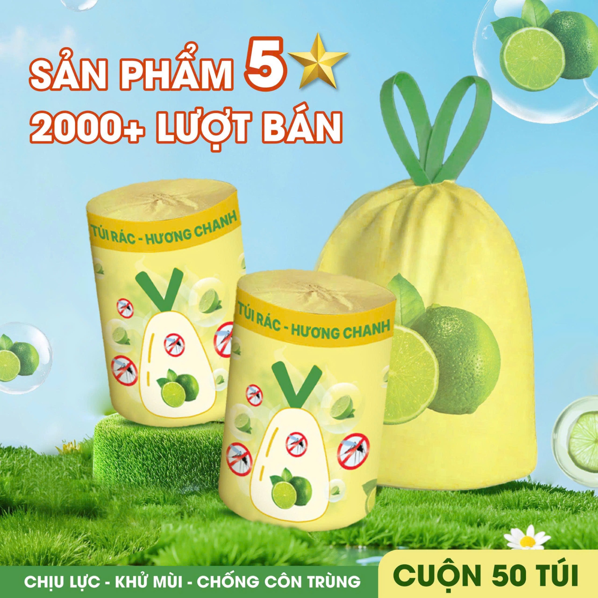 [80] Cuộn Túi Rác Có Quai Xách Hương CHANH