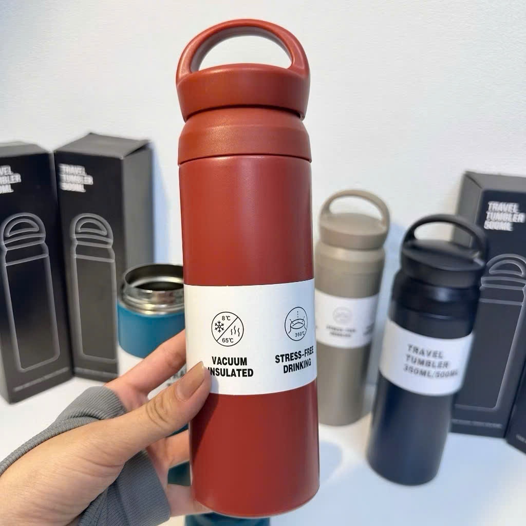 [50] Bình Giữ Nhiệt Có Quai TRAVEL 500ml (Loại 1)