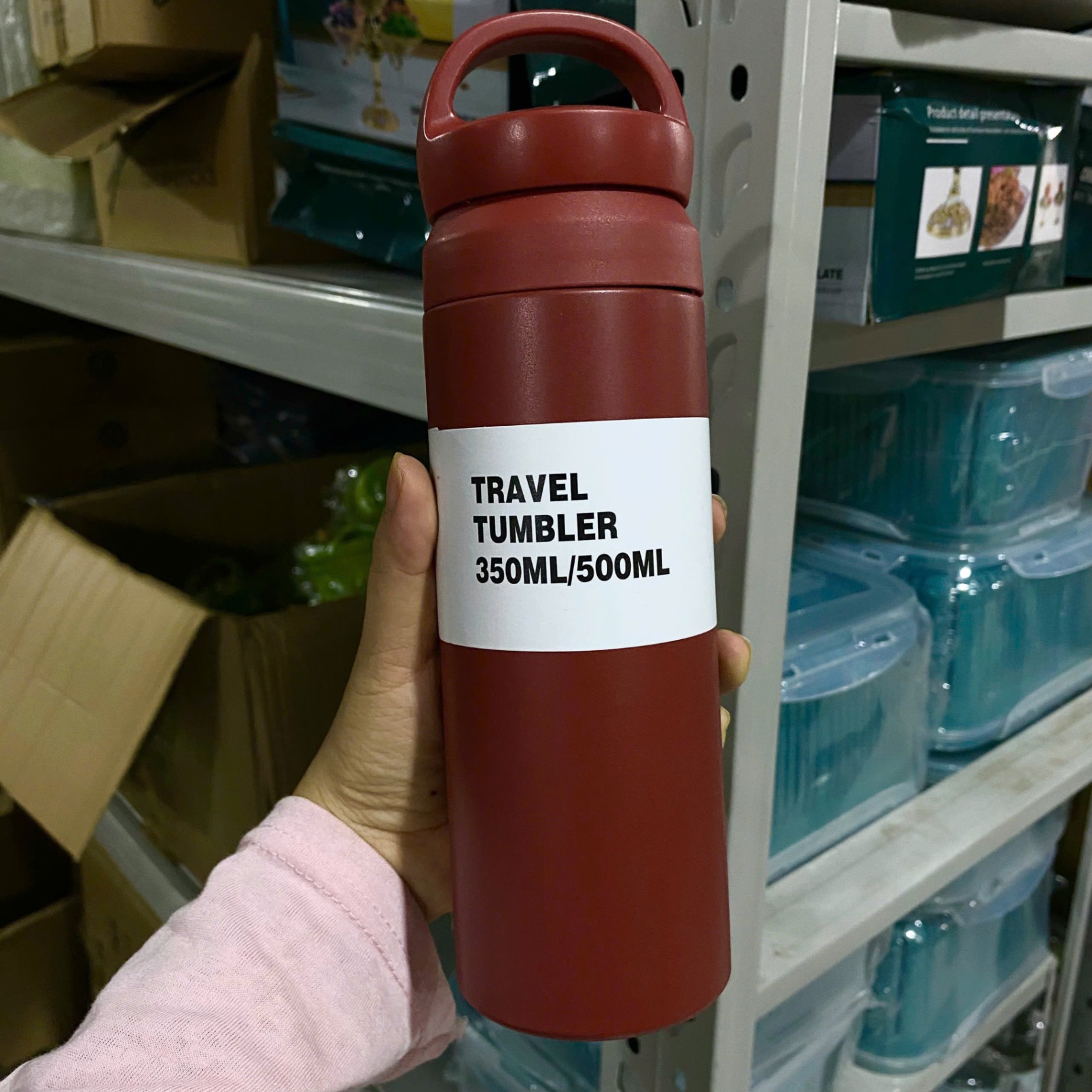 [50] Bình Giữ Nhiệt Có Quai TRAVEL 500ml (Loại 1)