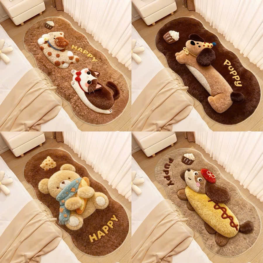 [100] Thảm Chân Giường Vải Len Cừu HÌNH THÚ