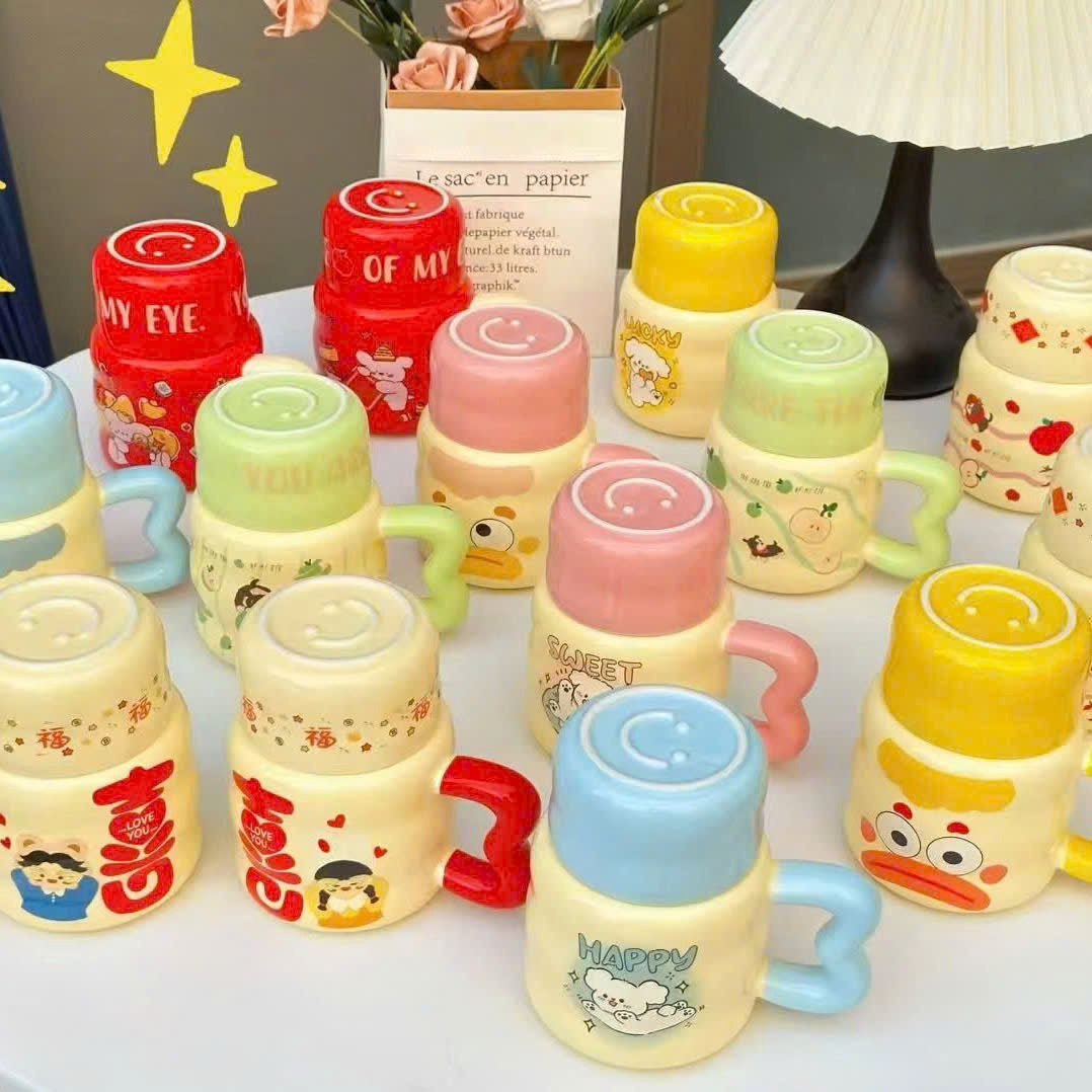 [60] Ly Sứ Hoạt Hình Có Nắp (Có hộp)