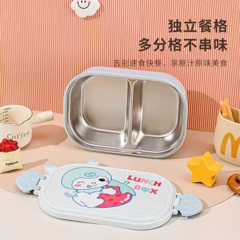 [48] Hộp Cơm Inox 2 Ngăn KUROMI Dâu