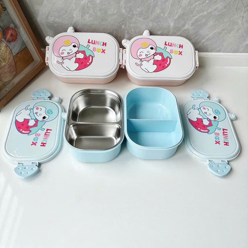 [48] Hộp Cơm Inox 2 Ngăn KUROMI Dâu