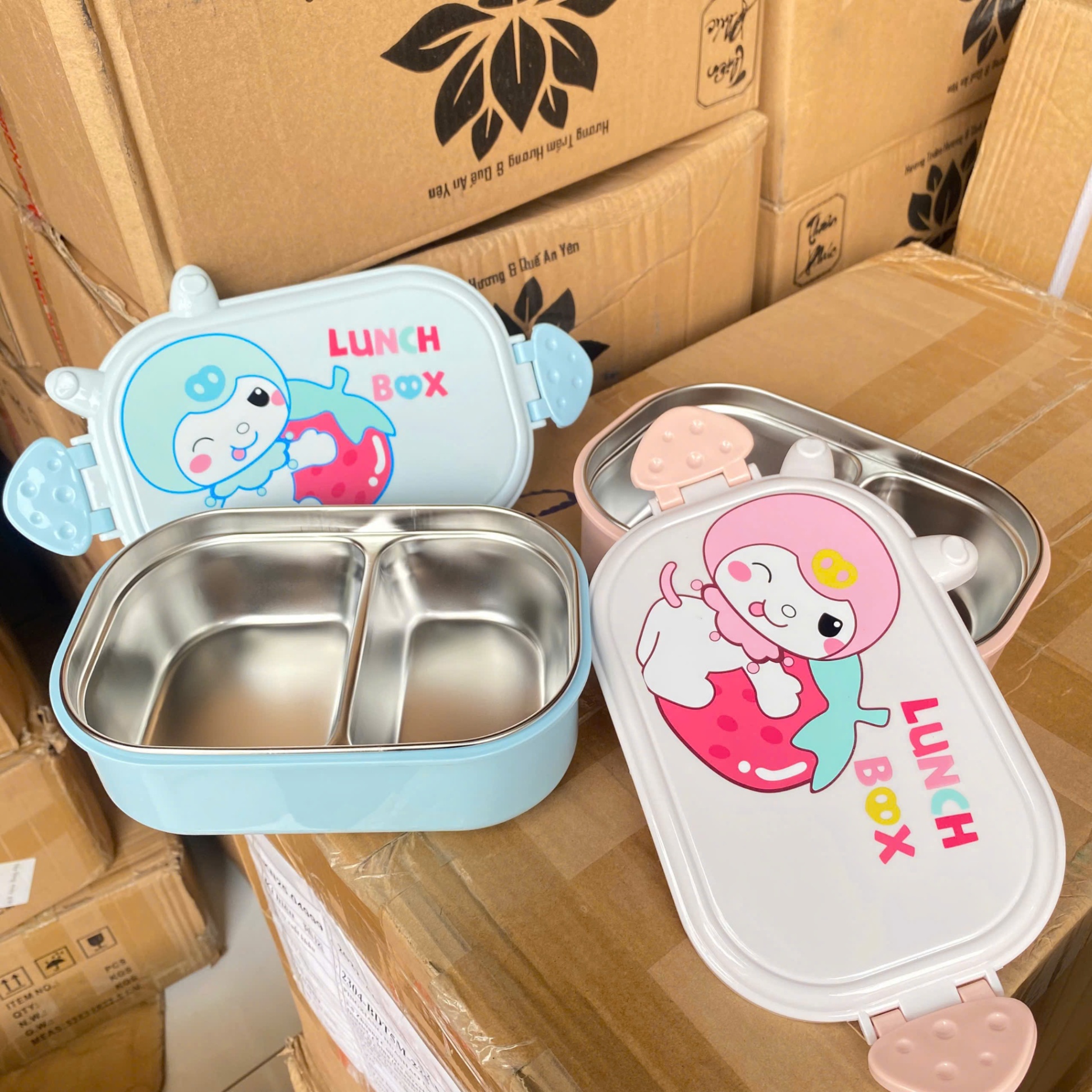 [48] Hộp Cơm Inox 2 Ngăn KUROMI Dâu