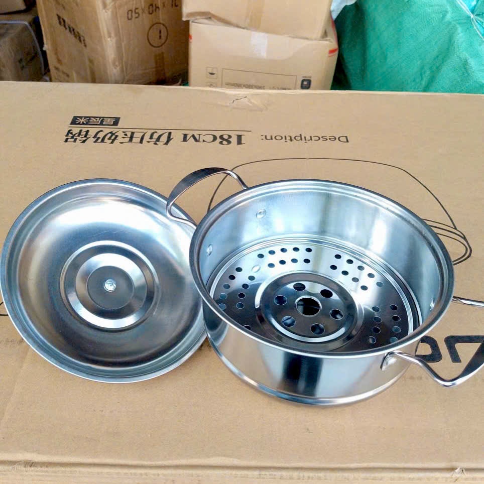 [96] Nồi Hấp Inox Sâu Lòng Nắp Inox 19cm