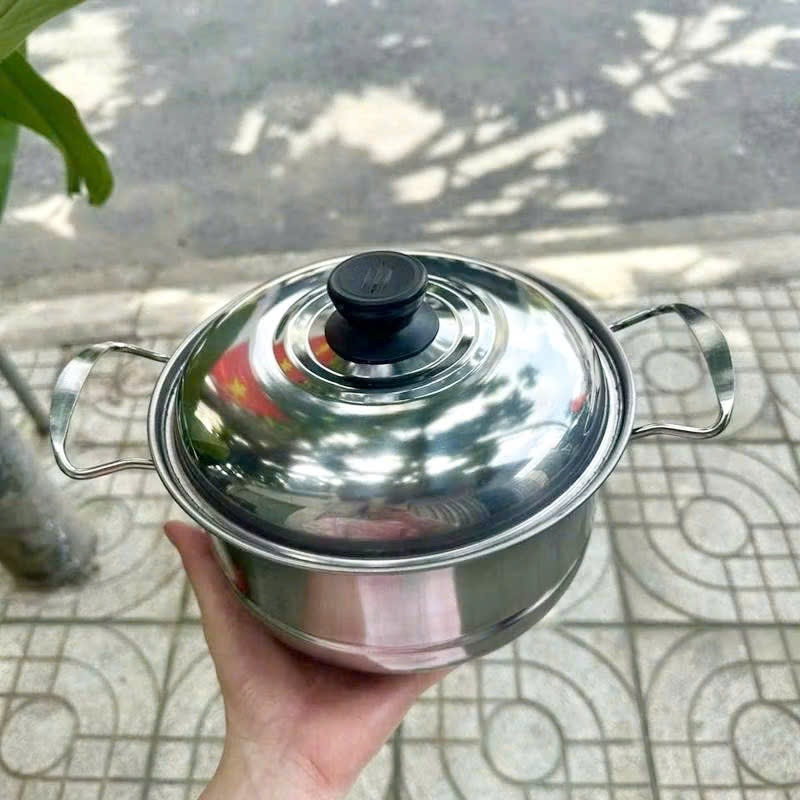 [96] Nồi Hấp Inox Sâu Lòng Nắp Inox 19cm