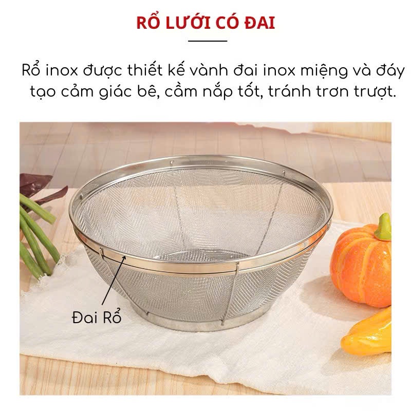 [100] Rổ Inox Viền ĐAI 28cm