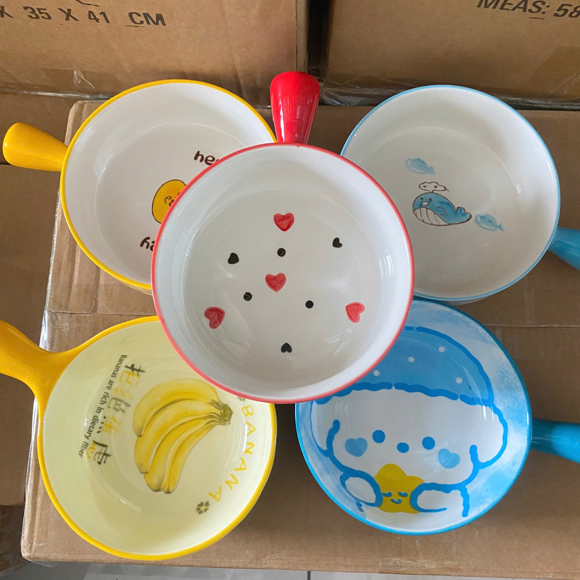 [56] Thố Sứ 8inch Có Tay Cầm MIX MẪU