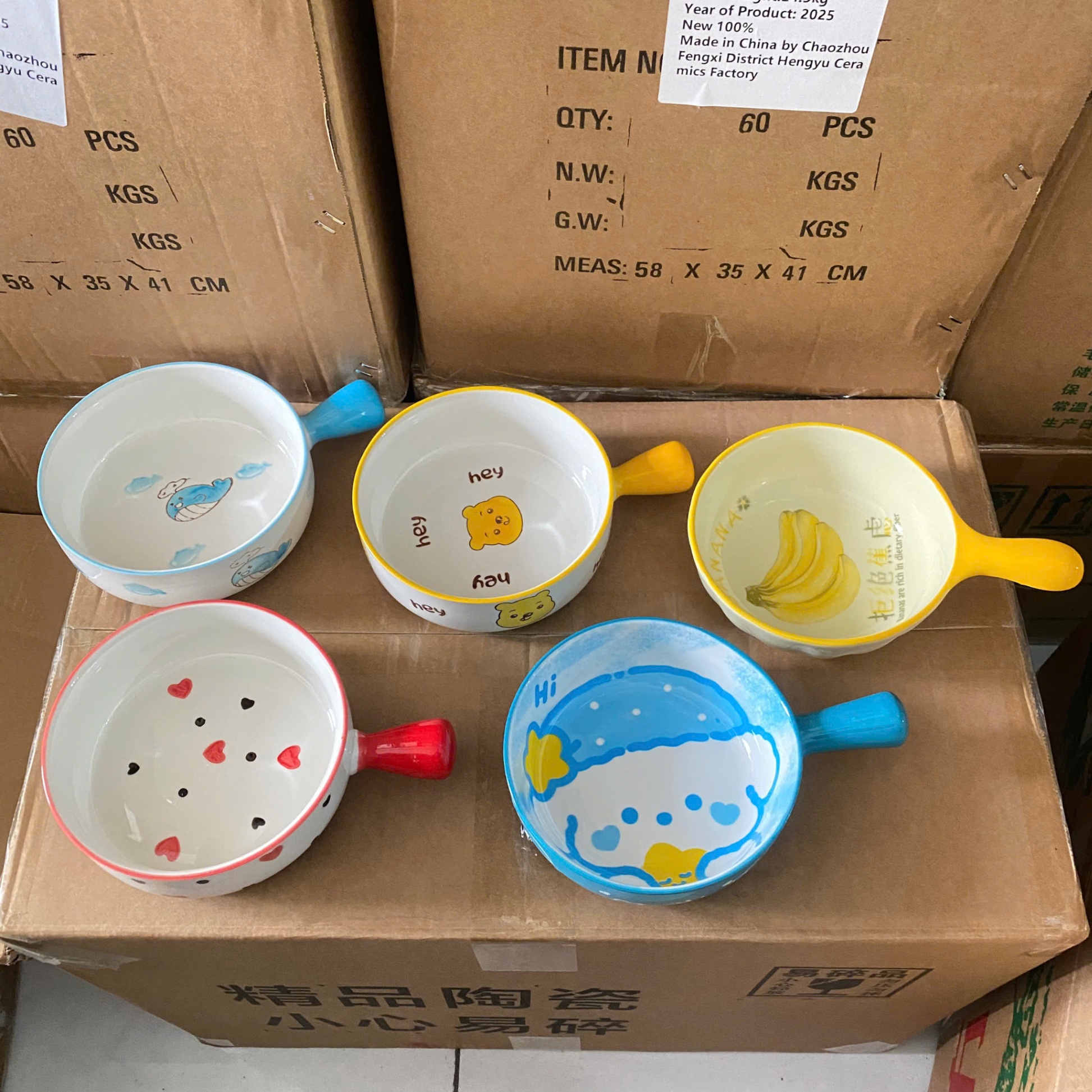 [56] Thố Sứ 8inch Có Tay Cầm MIX MẪU