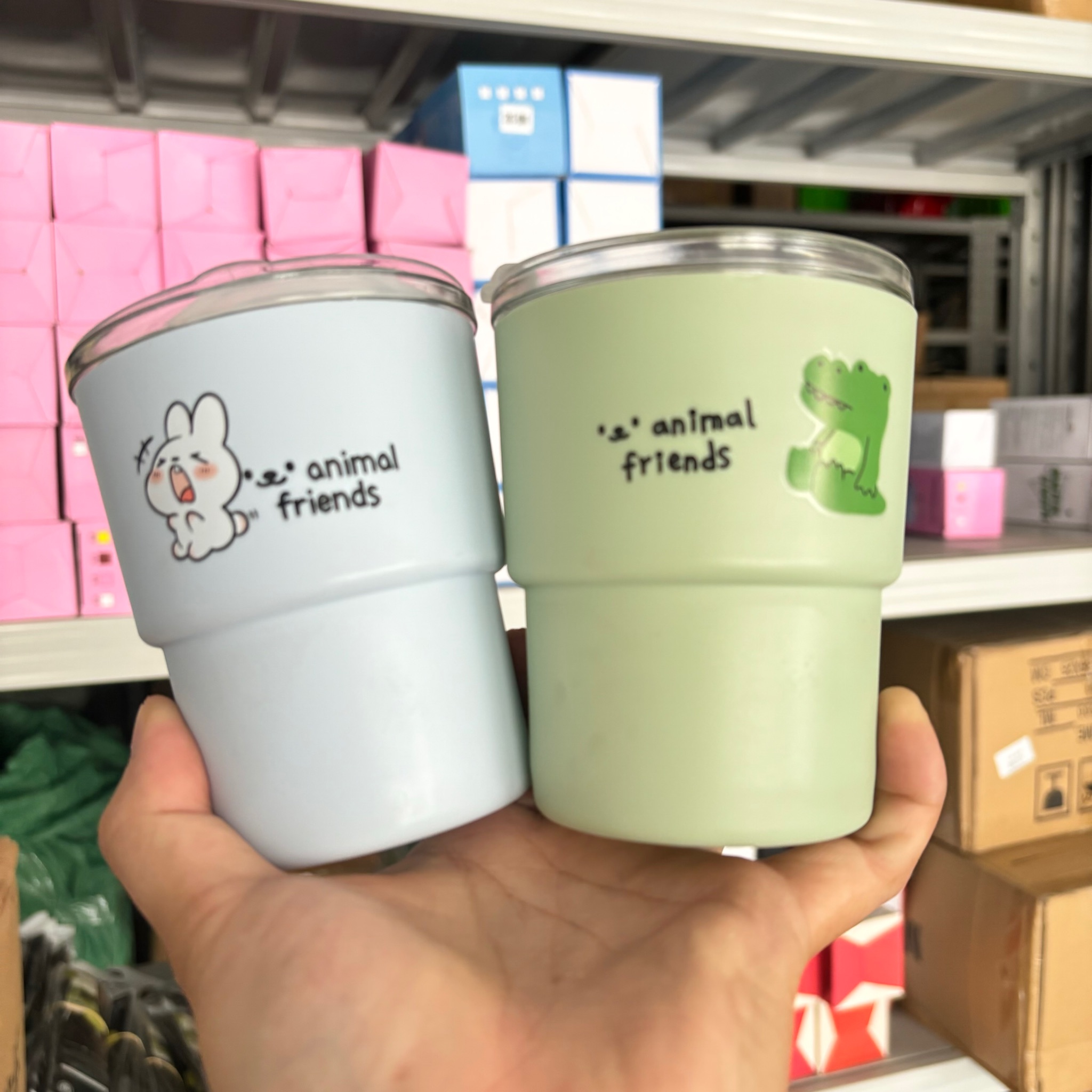 [70] Ly Thủy Tinh Mix Silicon Hình Thú Có Ống Hút 350ml