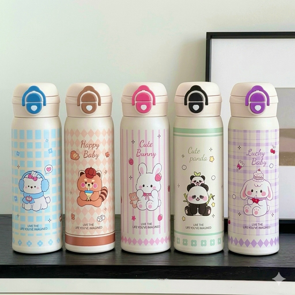 [60] Bình Giữ Nhiệt HOẠT HÌNH Móc Xách 500ml