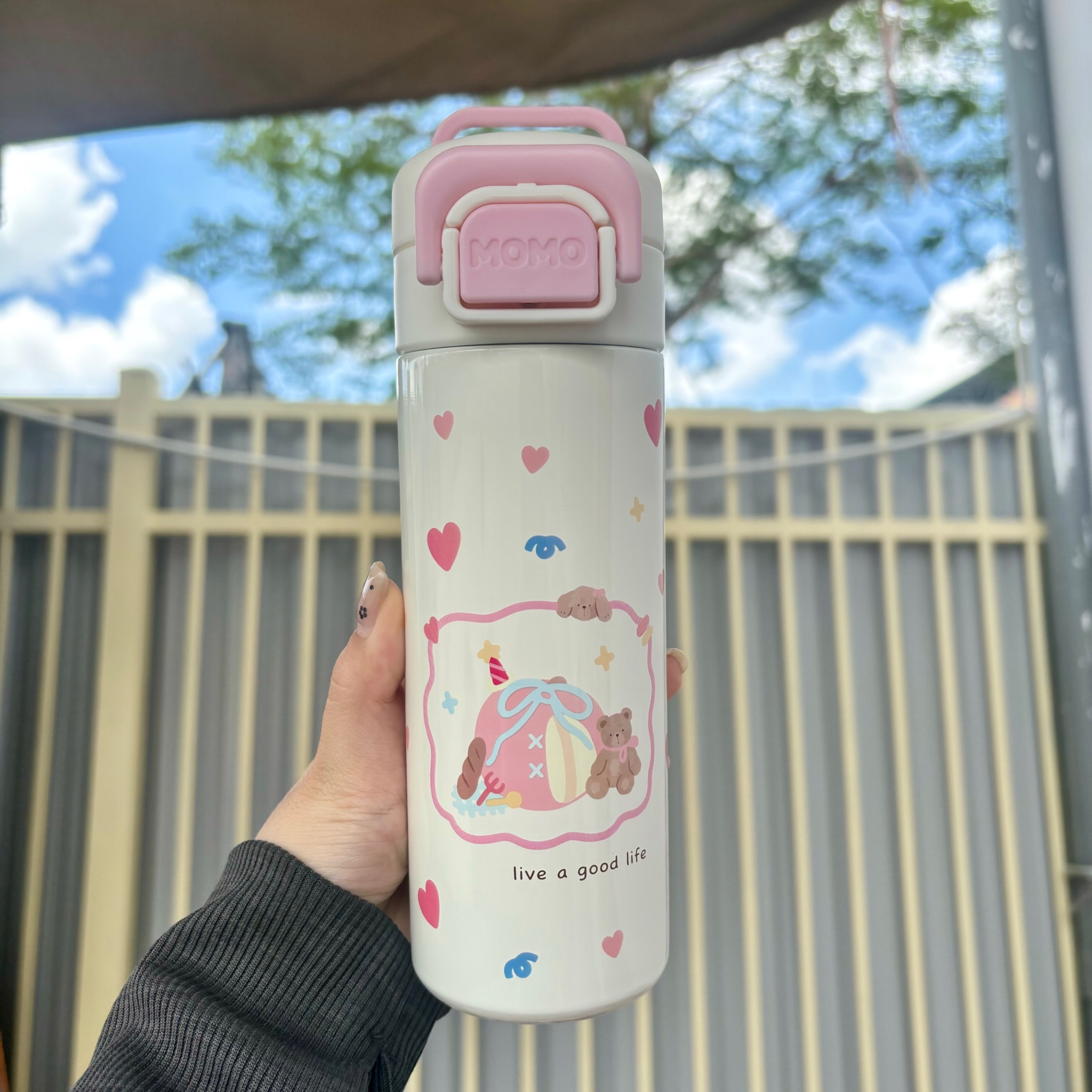 [50] Bình Giữ Nhiệt Nắp Bấm MOMO 500ml