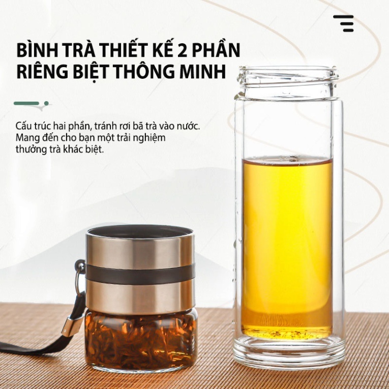 Bình Pha Trà Thủy Tinh 2 Lớp Sang Trọng và Tiện Lợi cho Dân Văn Phòng/ Giá sỉ