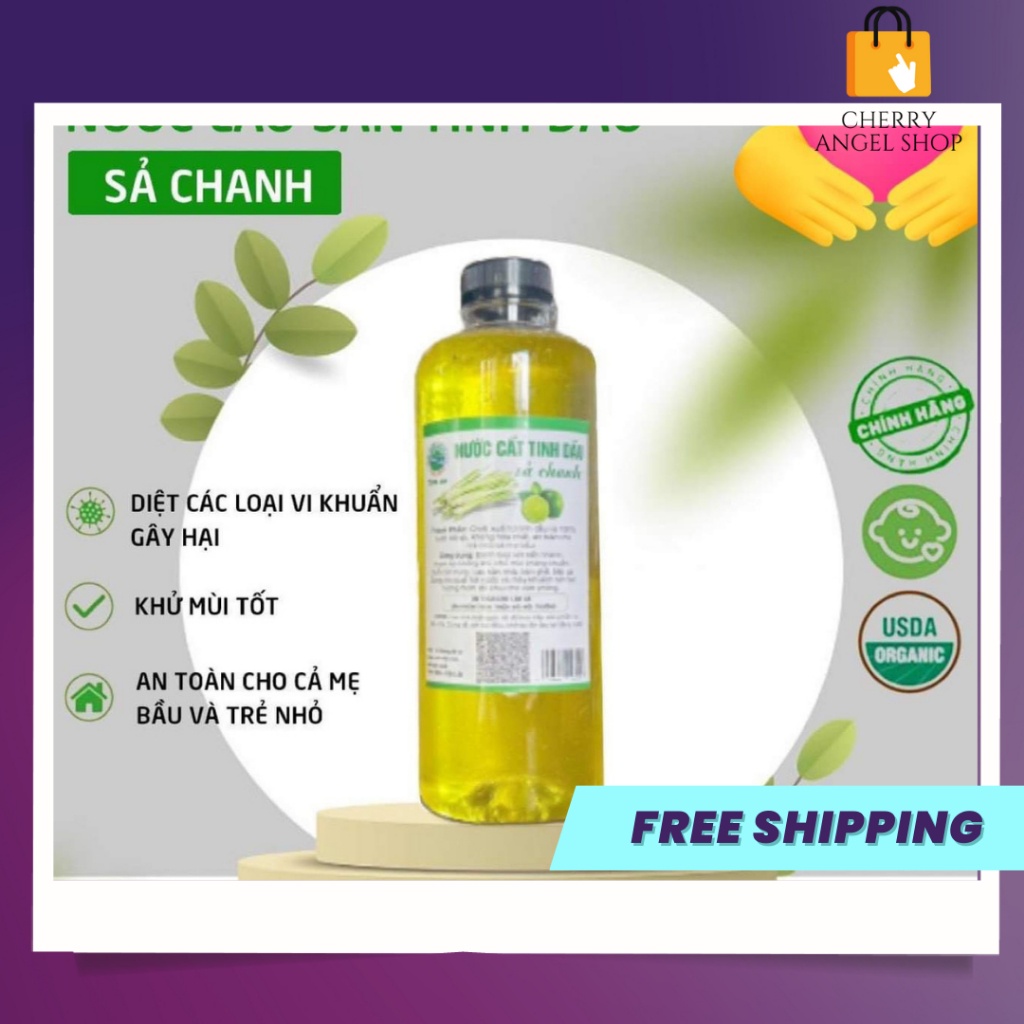 Nước lau sàn tinh dầu sả chanh 100% organic sạch khuẩn thơm mát tự nhiên chai 1000ml/ Có sỉ