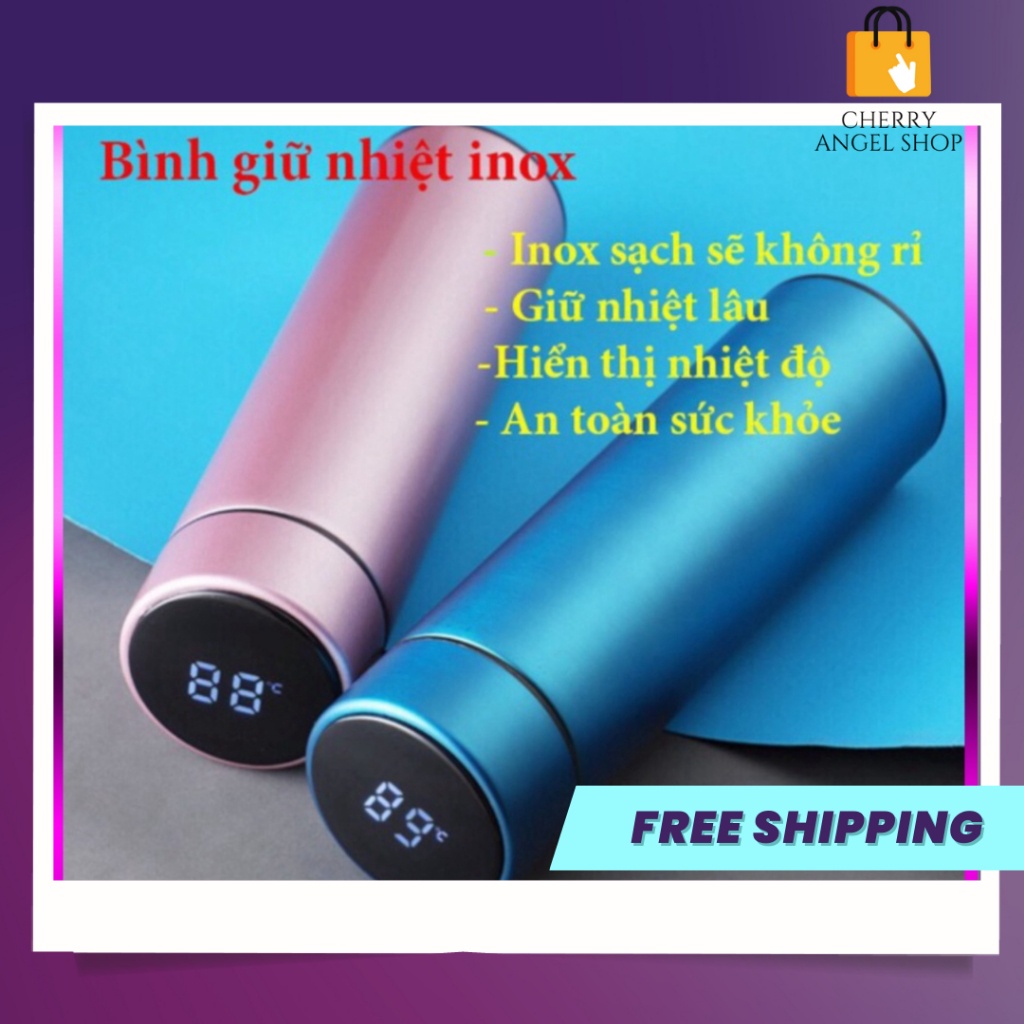 Bình Giữ Nhiệt Inox Có Cảm Biến Màn Hình Báo Nhiệt Độ - Dung Tích 500ml/ có sỉ