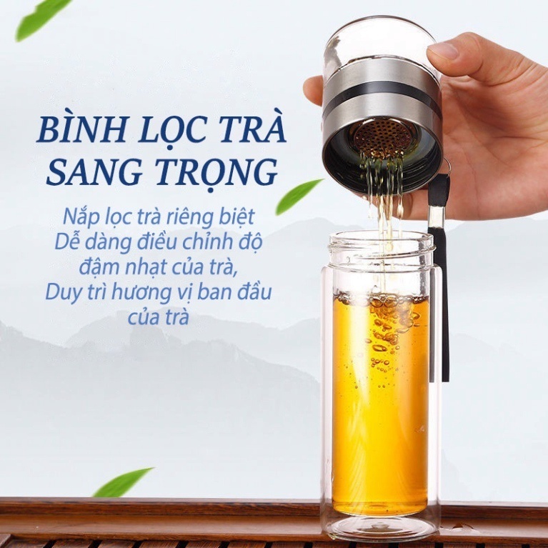 Bình Pha Trà Thủy Tinh 2 Lớp Sang Trọng và Tiện Lợi cho Dân Văn Phòng/ Giá sỉ