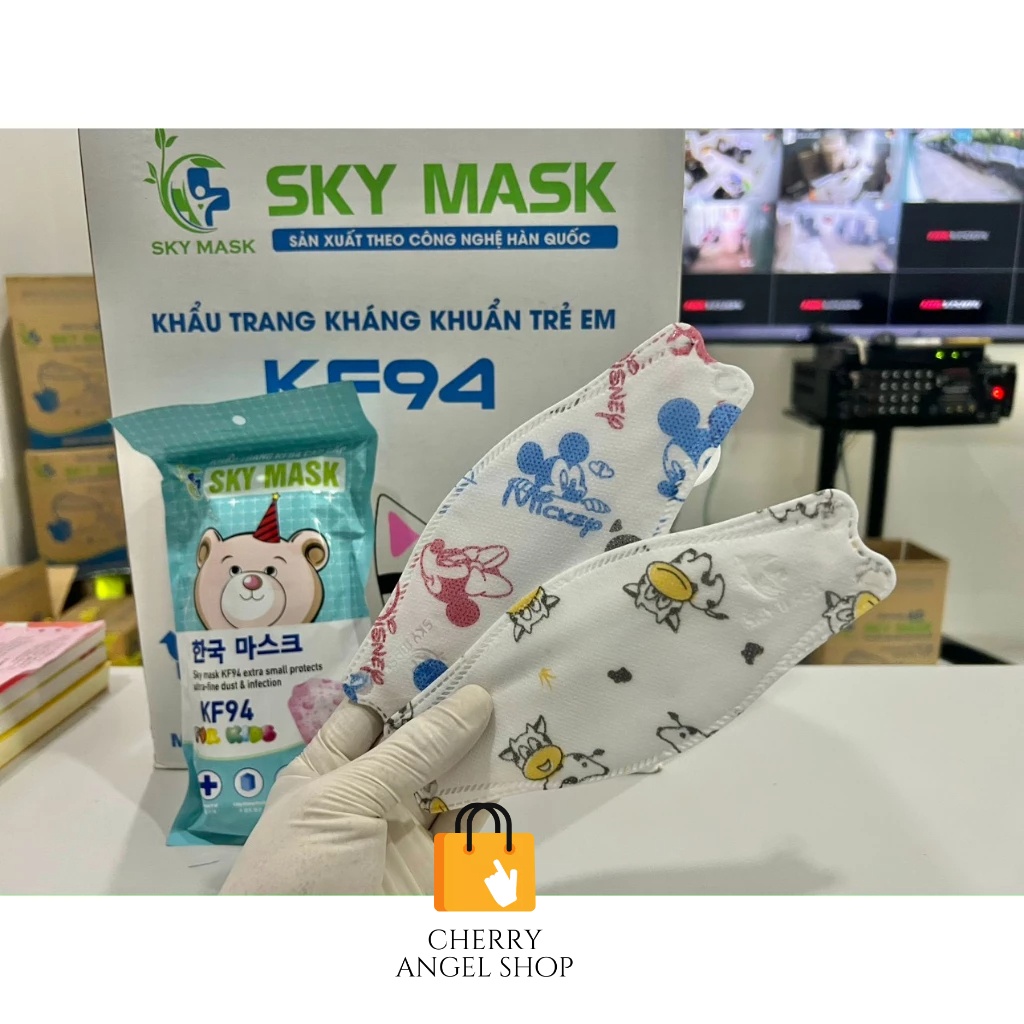 300 KHẨU TRANG KHÁNG KHUẨN 4D SKY MASK KF94 CHO TRẺ EM KHÔNG ĐỔ LÔNG, KHÔNG MÙI