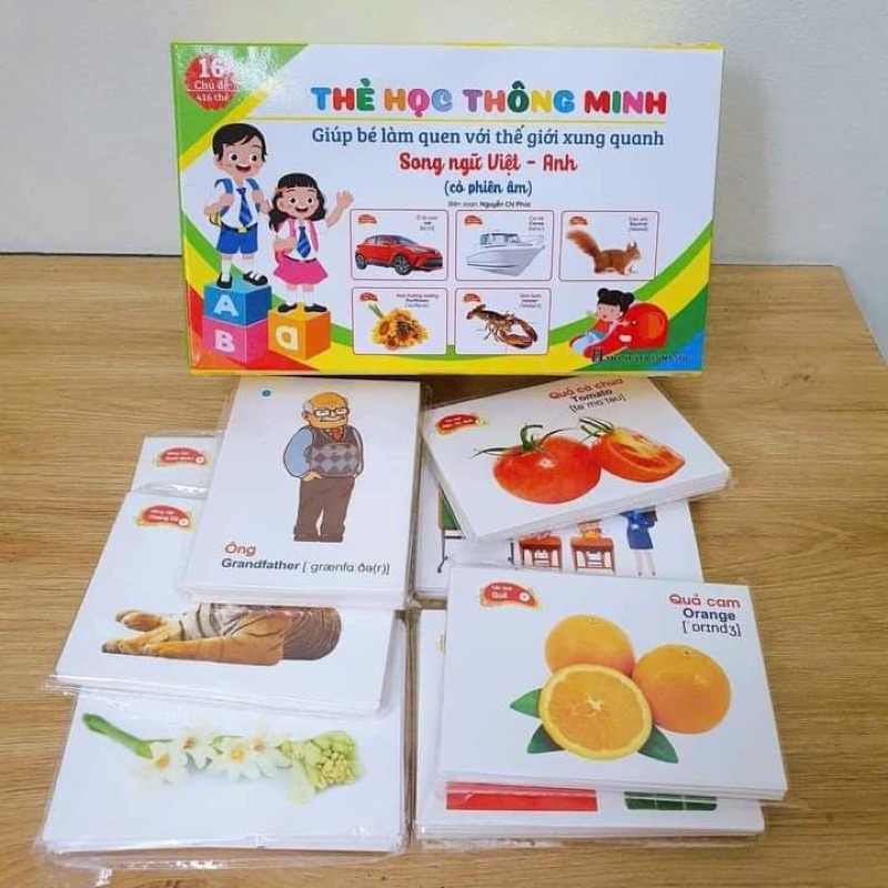 Bộ Thẻ Học Thông Minh 16 Chủ Đề Tiếng Anh Tiếng Việt Cho Bé