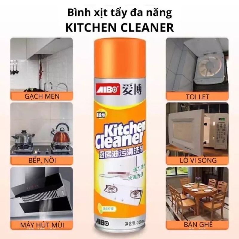 Chai xịt tẩy đa năng nhà bếp màu cam Kittchen Cleaner - Bình xịt bọt tuyết tẩy rửa đa năng vệ sinh nhà bếp siêu sạch