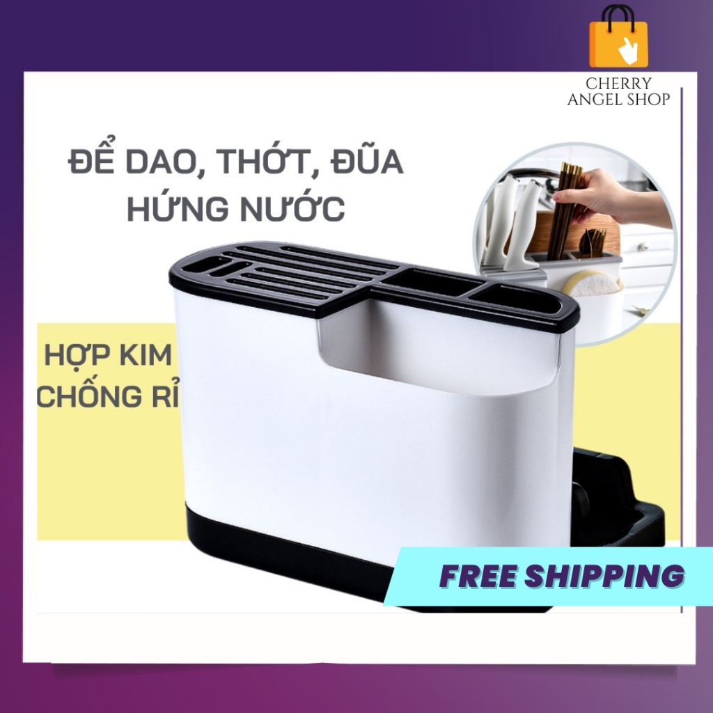 Ống đựng đũa - giá cắm dao - kệ gài thìa muỗm úp nắp vung nồi hộp nhựa có khay để thớt hứng nước thông/ có sỉ