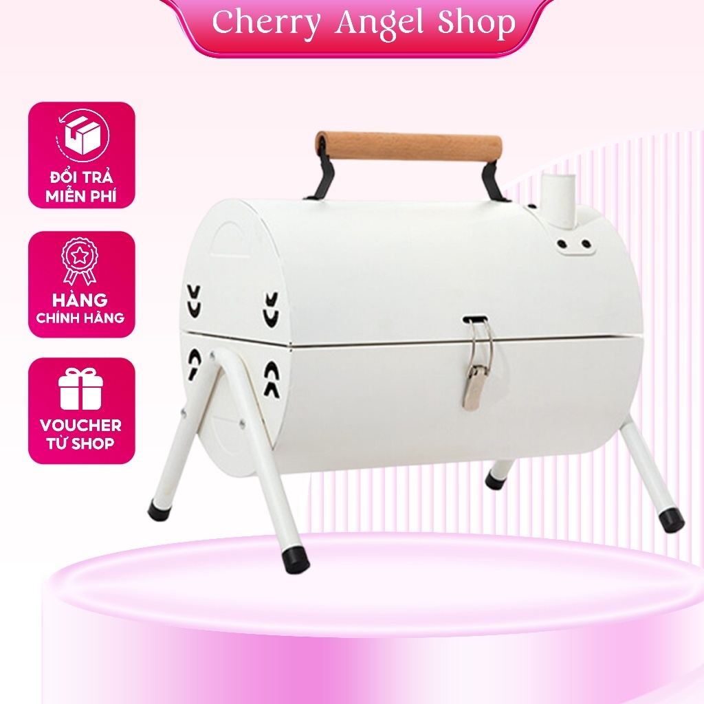 Bếp nướng than hoa BBQ gấp gọn mang đi dã ngoại, cắm trại, Thiết bị nướng ngoài trời kèm vỉ, khay nướng tiện lợi