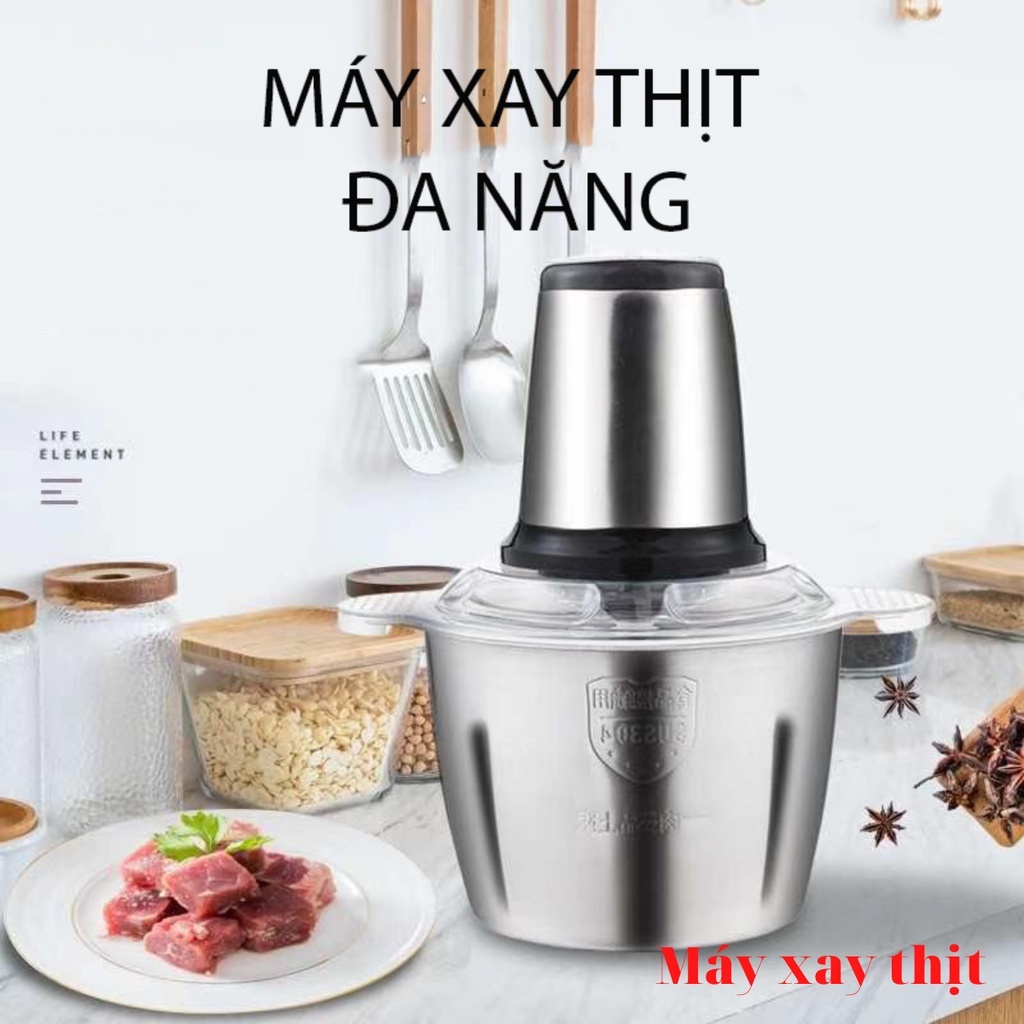 Máy xay tỏi ớt Máy xay thịt, máy xay đa năng, công suất 250W, cối inox304, 4 lưỡi dao sắc bén cherrystore999