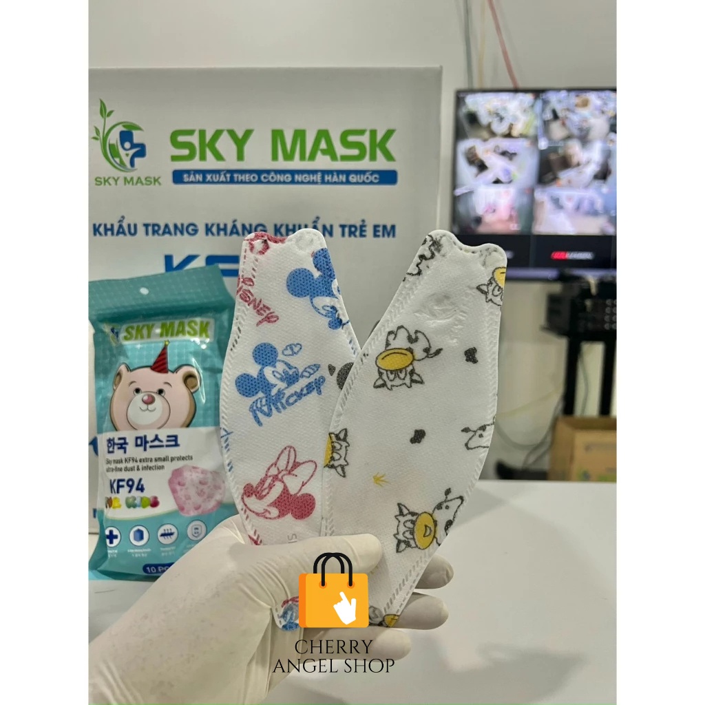 300 KHẨU TRANG KHÁNG KHUẨN 4D SKY MASK KF94 CHO TRẺ EM KHÔNG ĐỔ LÔNG, KHÔNG MÙI